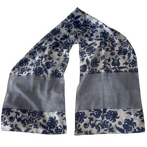 ESPRIT Blue & White Floral Striped
Lightweight Silk Feel Scarf